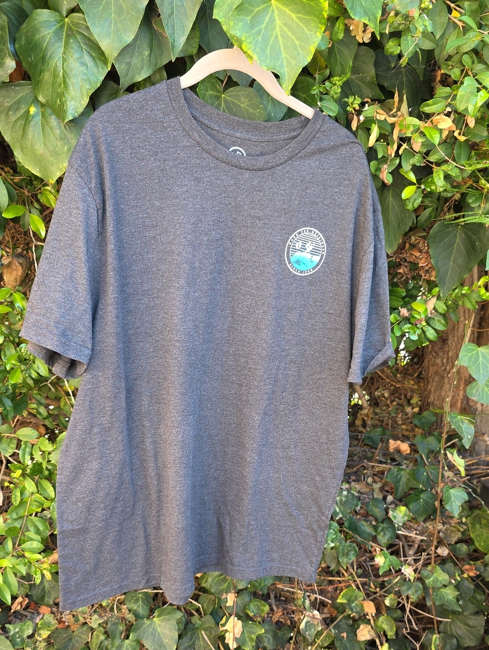 Hang Ten Charcoal Heather Short Sleeve Crew Tee with Surf Patch